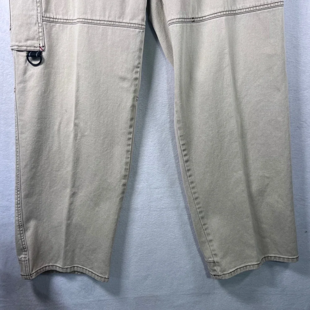 Plugg Mens Baggy Carpenter Pants Khaki Tan Utility‎ Skater 36x30 VTG Style Y2K